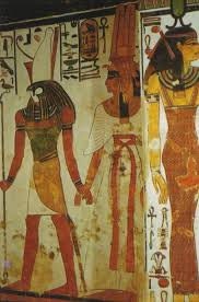 Queen Nefertari being lead by God Horus into the after life 14"x10". Handmade Egypt Papyrus, Ancient Egyptian Art, Frameable.