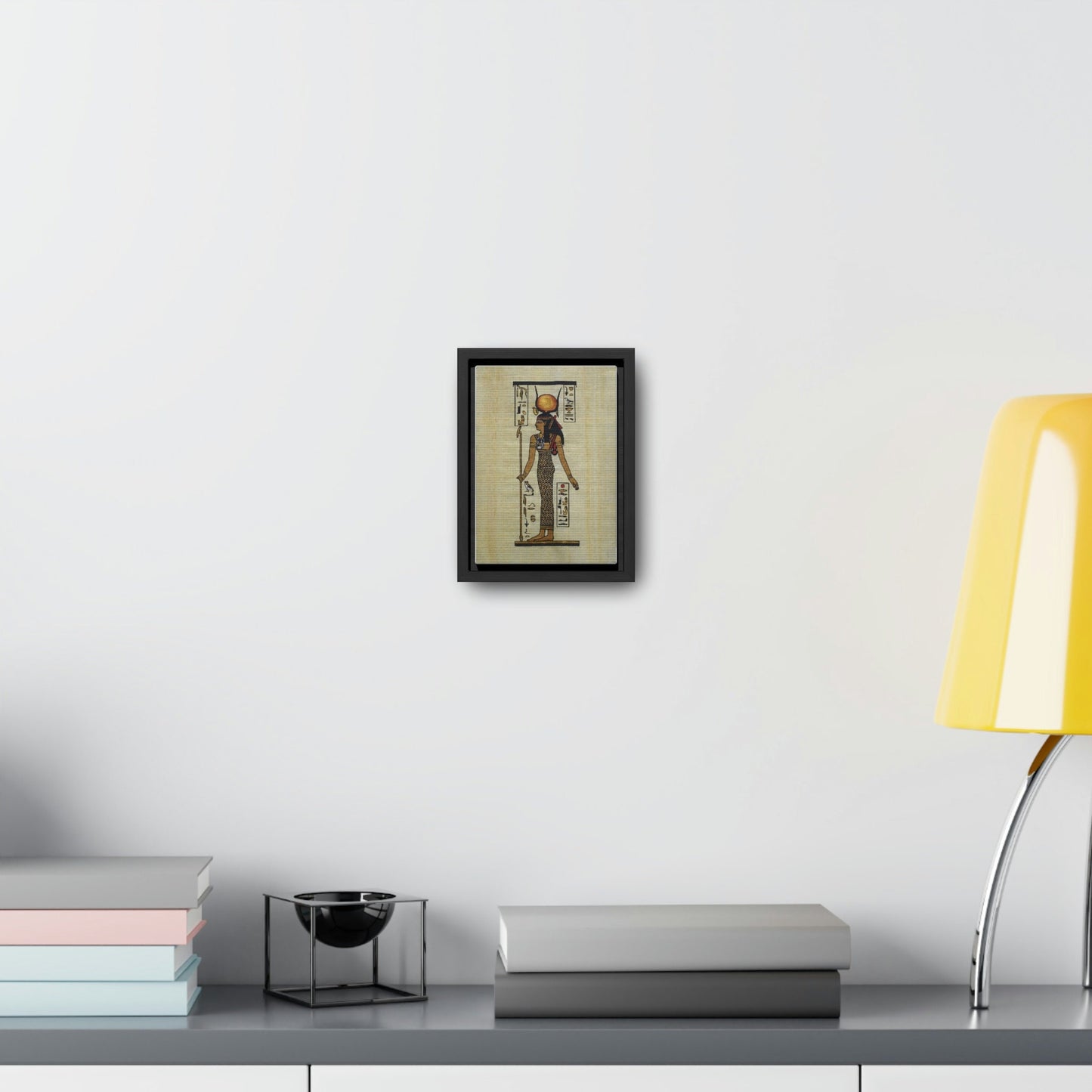 Gallery Canvas Wraps, Vertical Frame, Goddess Hathor with papyrus paper background.