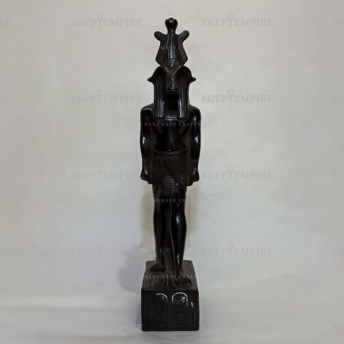 Statue of God Khnum, Ram Headed God of Fertility, 10" Egyptian Black Stone statue, Ancient Egypt vintage statue, Khnum Home Decor Statue