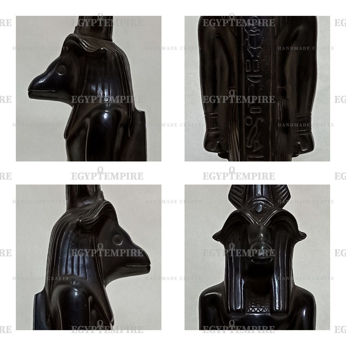 Statue of God Khnum, Ram Headed God of Fertility, 10" Egyptian Black Stone statue, Ancient Egypt vintage statue, Khnum Home Decor Statue