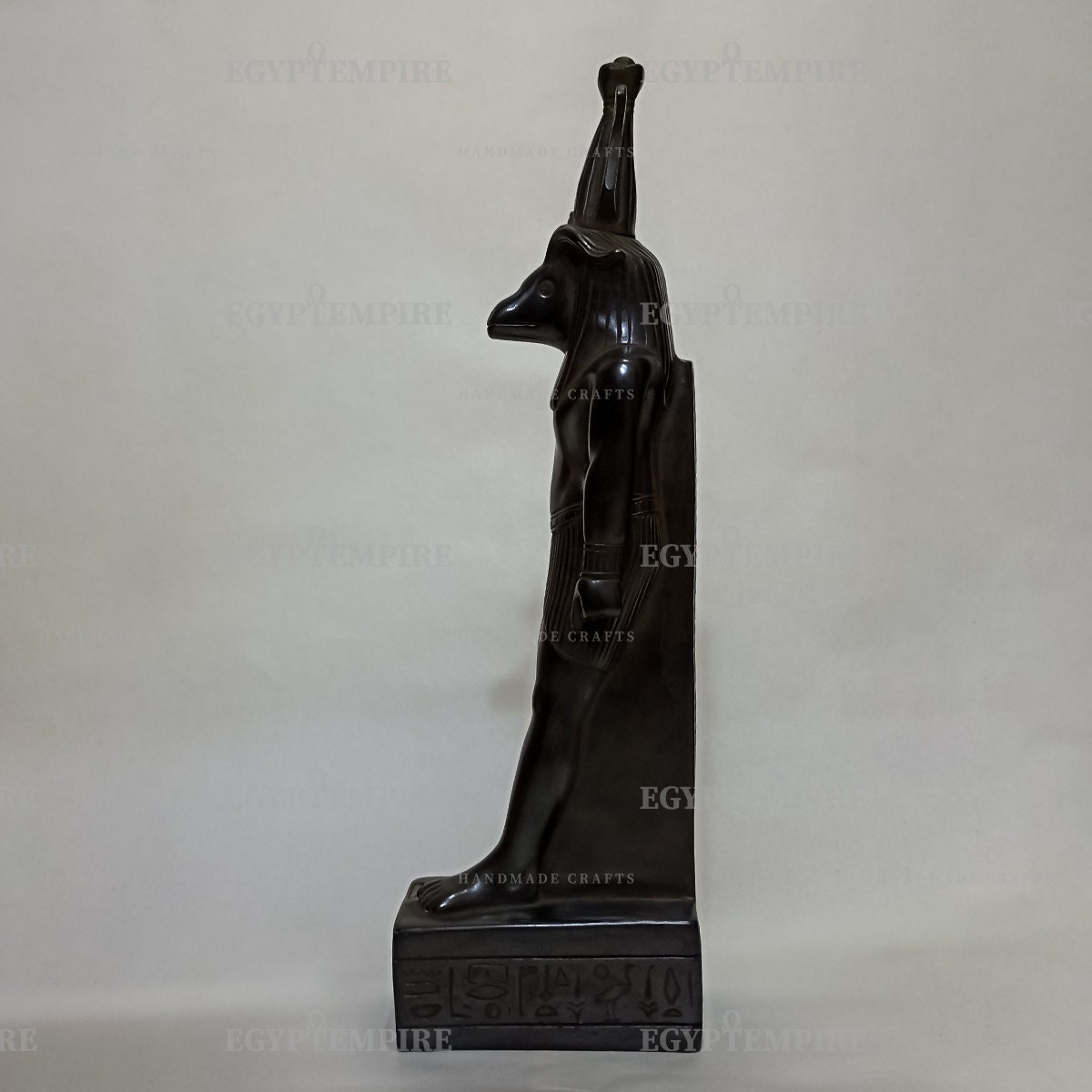 Statue of God Khnum, Ram Headed God of Fertility, 10" Egyptian Black Stone statue, Ancient Egypt vintage statue, Khnum Home Decor Statue