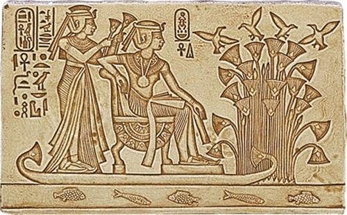 King Tut Ankhamon journey on the Nile hand made, hand painted Papyrus, 17" by 14" inches, Ancient Egyptian art, Frameable.