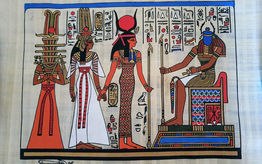 Queen Nefertari path into the after life, 10"x14" Handmade, Hand-painted Egypt Papyrus, Ancient Egyptian Art, Frameable