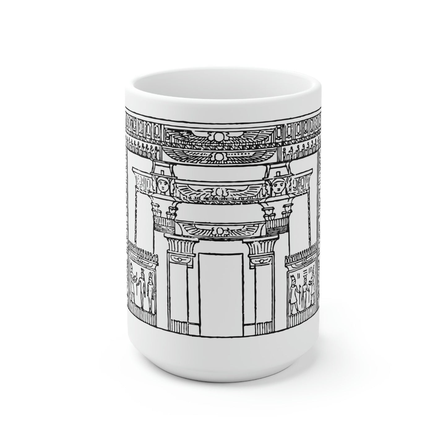 Mug 15oz Egyptian Temple Ceramic, Ancient Egyptian print Mug, Ancient Egypt Coffee Mugs, Ceramic Mug Tea Cup, White Ceramic Mug