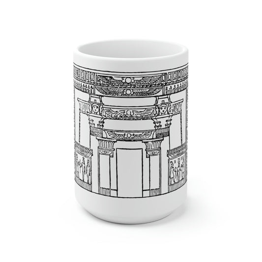 Mug 15oz Egyptian Temple Ceramic, Ancient Egyptian print Mug, Ancient Egypt Coffee Mugs, Ceramic Mug Tea Cup, White Ceramic Mug