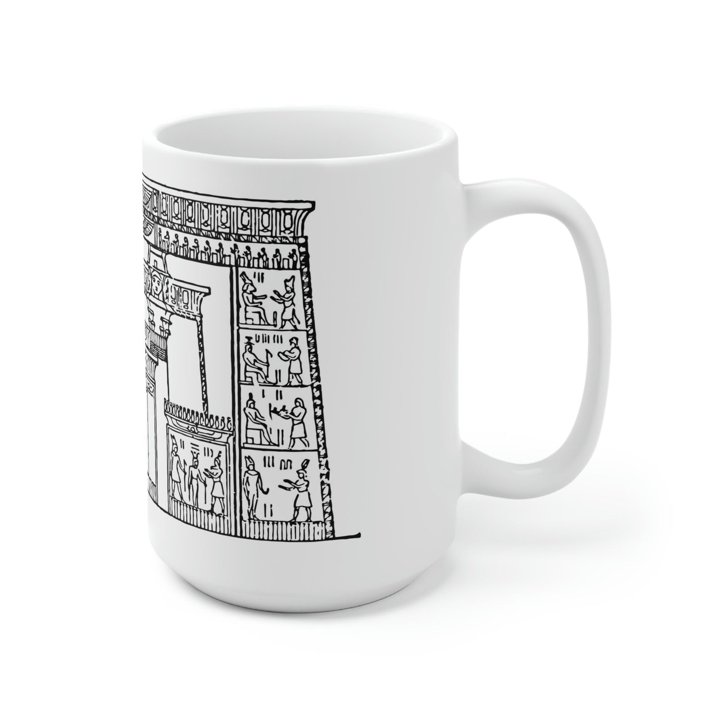 Mug 15oz Egyptian Temple Ceramic, Ancient Egyptian print Mug, Ancient Egypt Coffee Mugs, Ceramic Mug Tea Cup, White Ceramic Mug