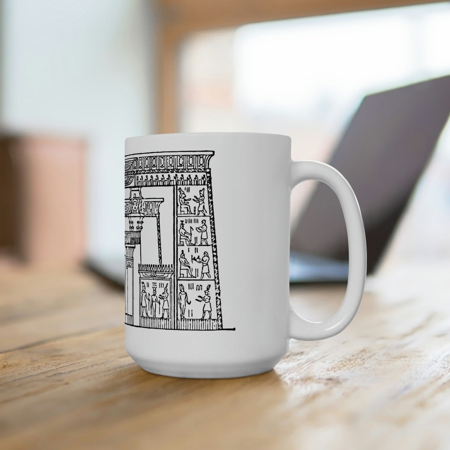 Mug 15oz Egyptian Temple Ceramic, Ancient Egyptian print Mug, Ancient Egypt Coffee Mugs, Ceramic Mug Tea Cup, White Ceramic Mug