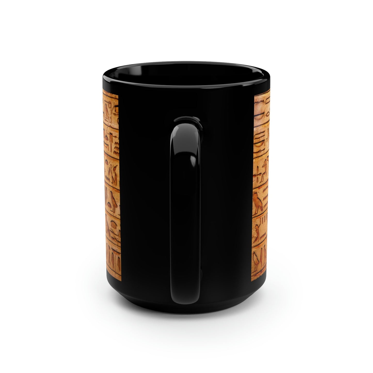 Black Mug, 15oz Ancient Egyptian Hieroglyphics Text