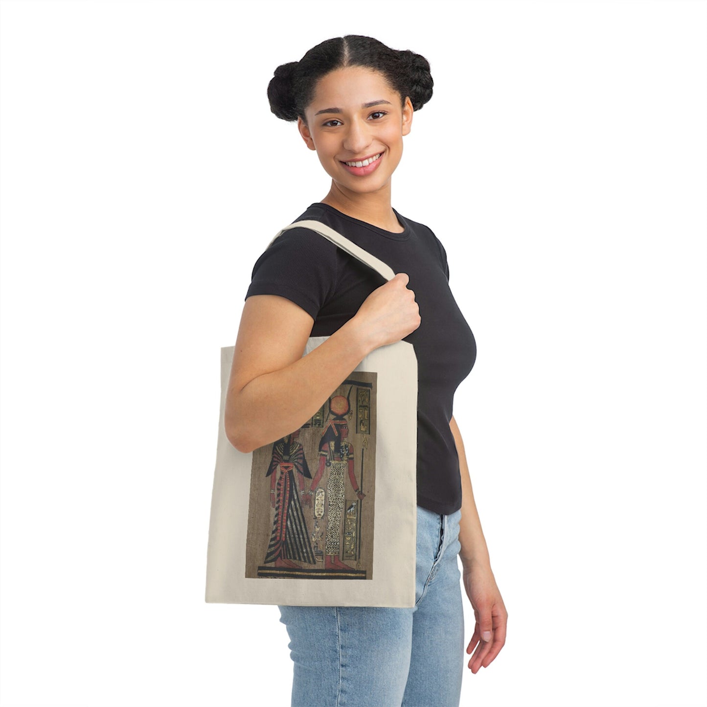 Canvas Tote Bag with Queen Nefertari & Goddess Isis print