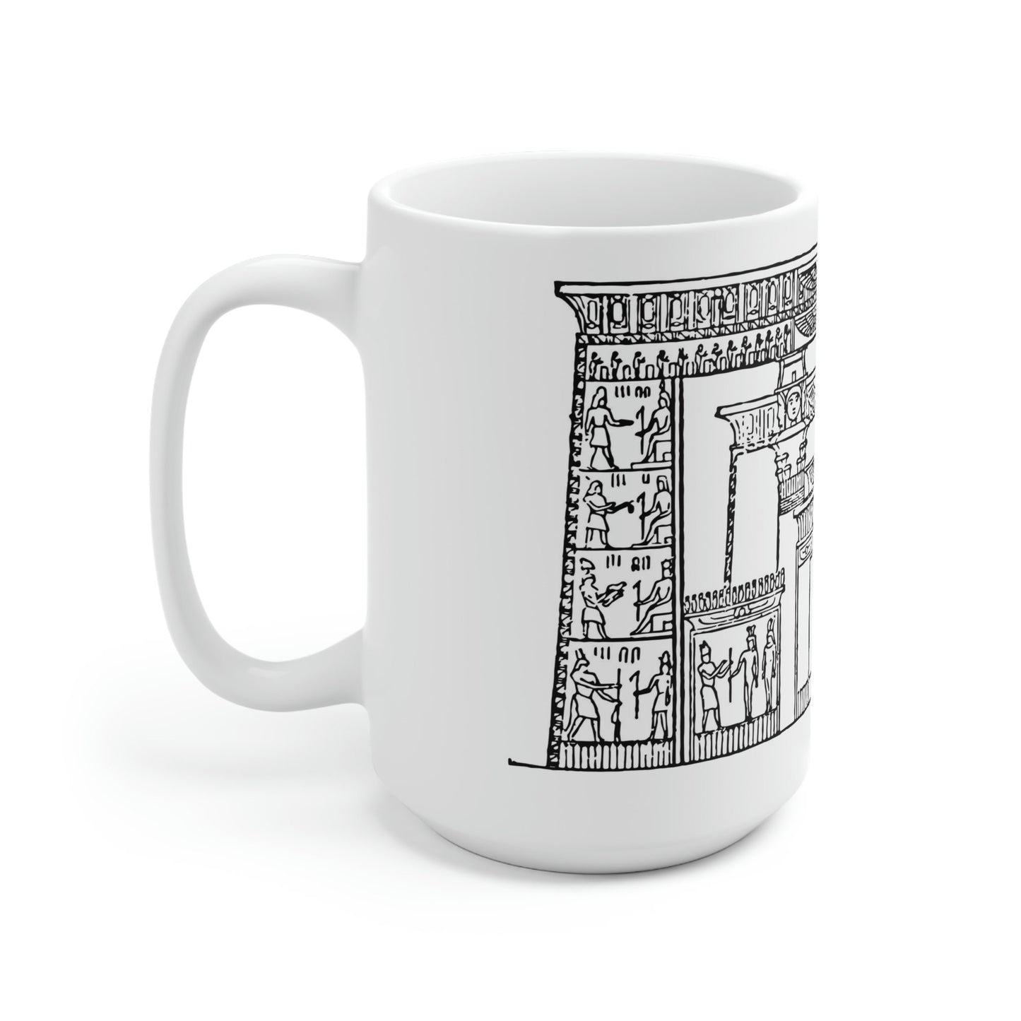 Mug 15oz Egyptian Temple Ceramic, Ancient Egyptian print Mug, Ancient Egypt Coffee Mugs, Ceramic Mug Tea Cup, White Ceramic Mug