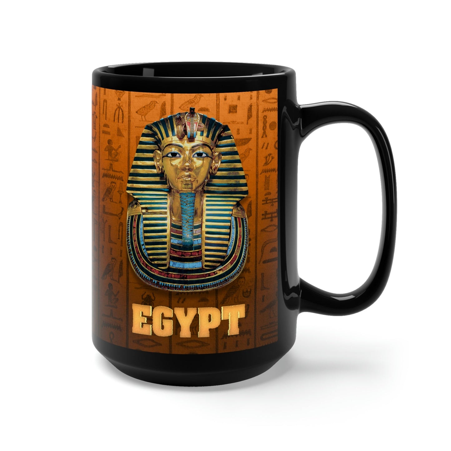 Black Mug 15oz King Tut Golden Mask