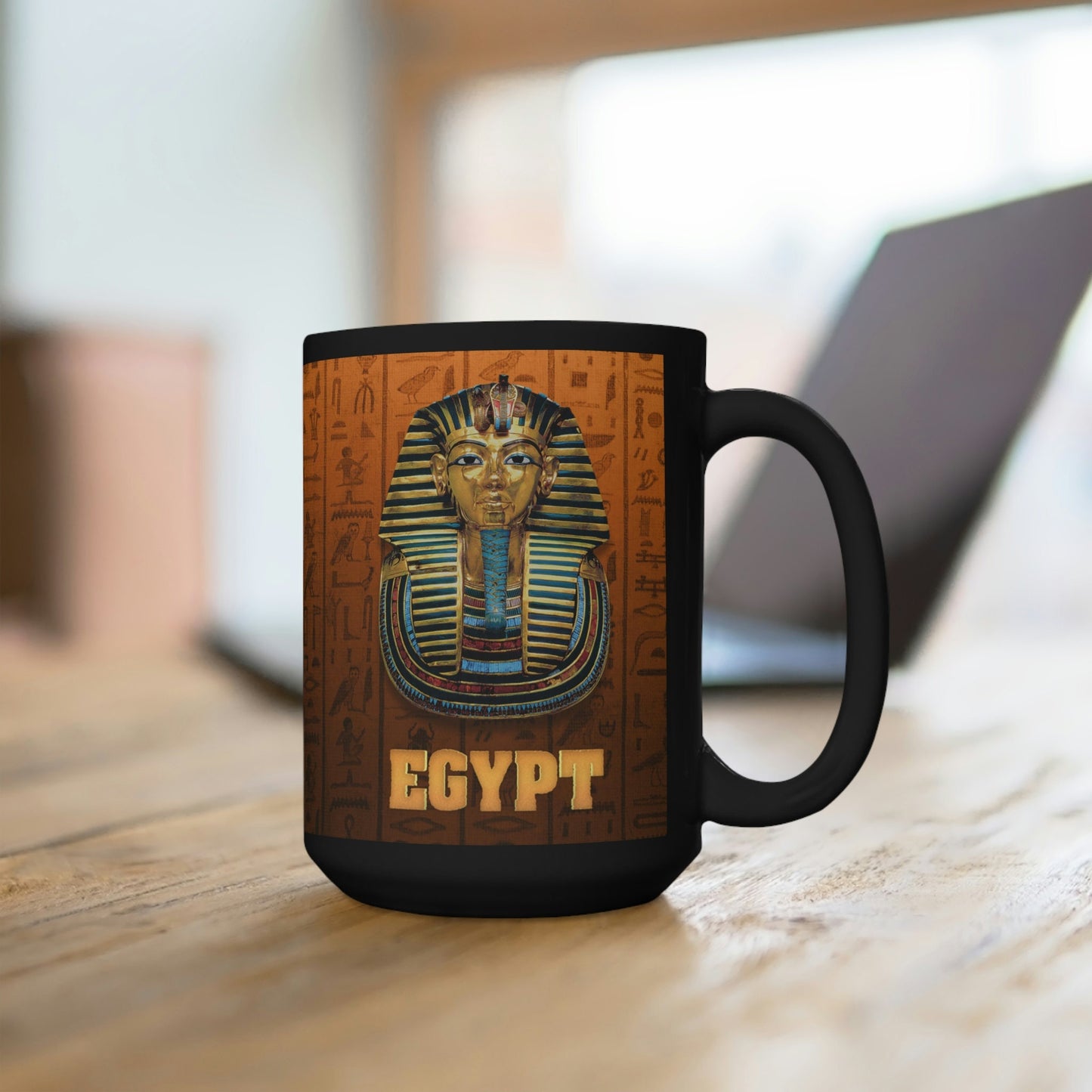 Black Mug 15oz King Tut Golden Mask