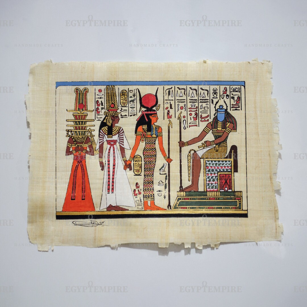 Queen Nefertari path into the after life, 10"x14" Handmade, Hand-painted Egypt Papyrus, Ancient Egyptian Art, Frameable Wall Art