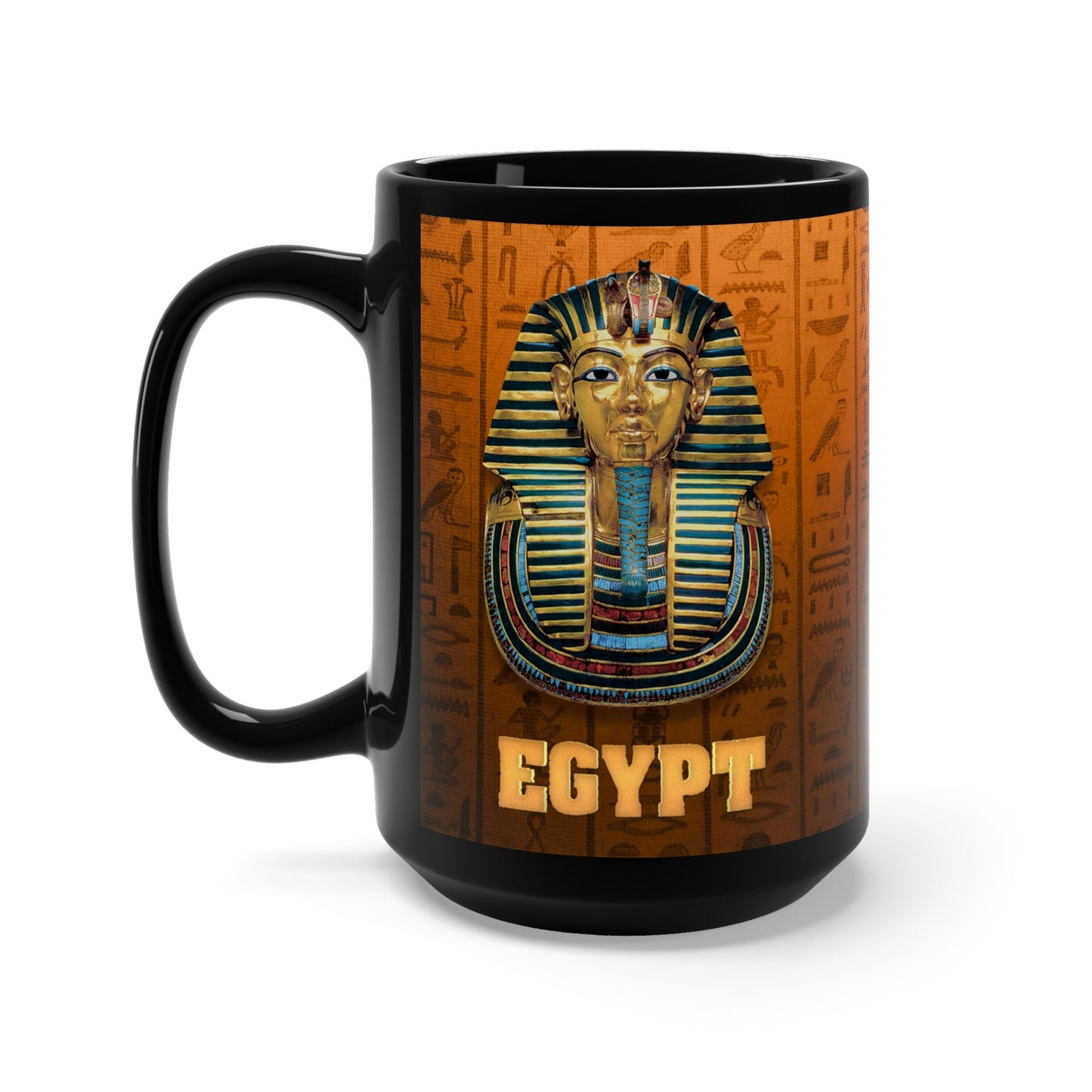 Black Mug 15oz King Tut Golden Mask