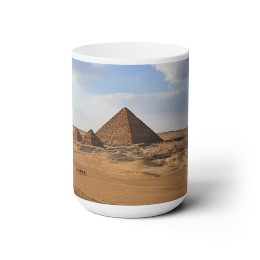 Ceramic Mug 15oz, The Giza Plateau & Pyramids, Digital print