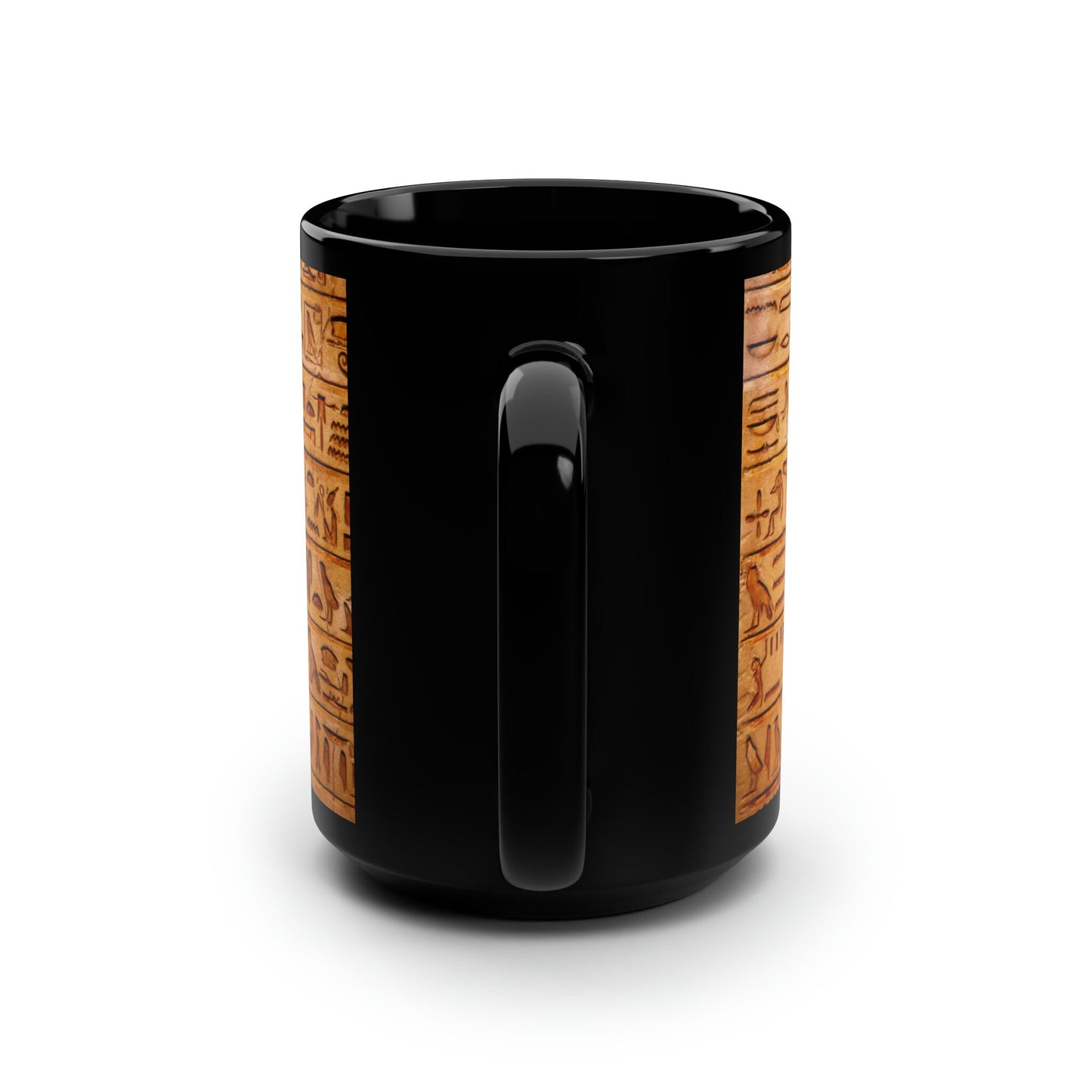 Ancient Egyptian Hieroglyphics Text Black Mug, 15oz