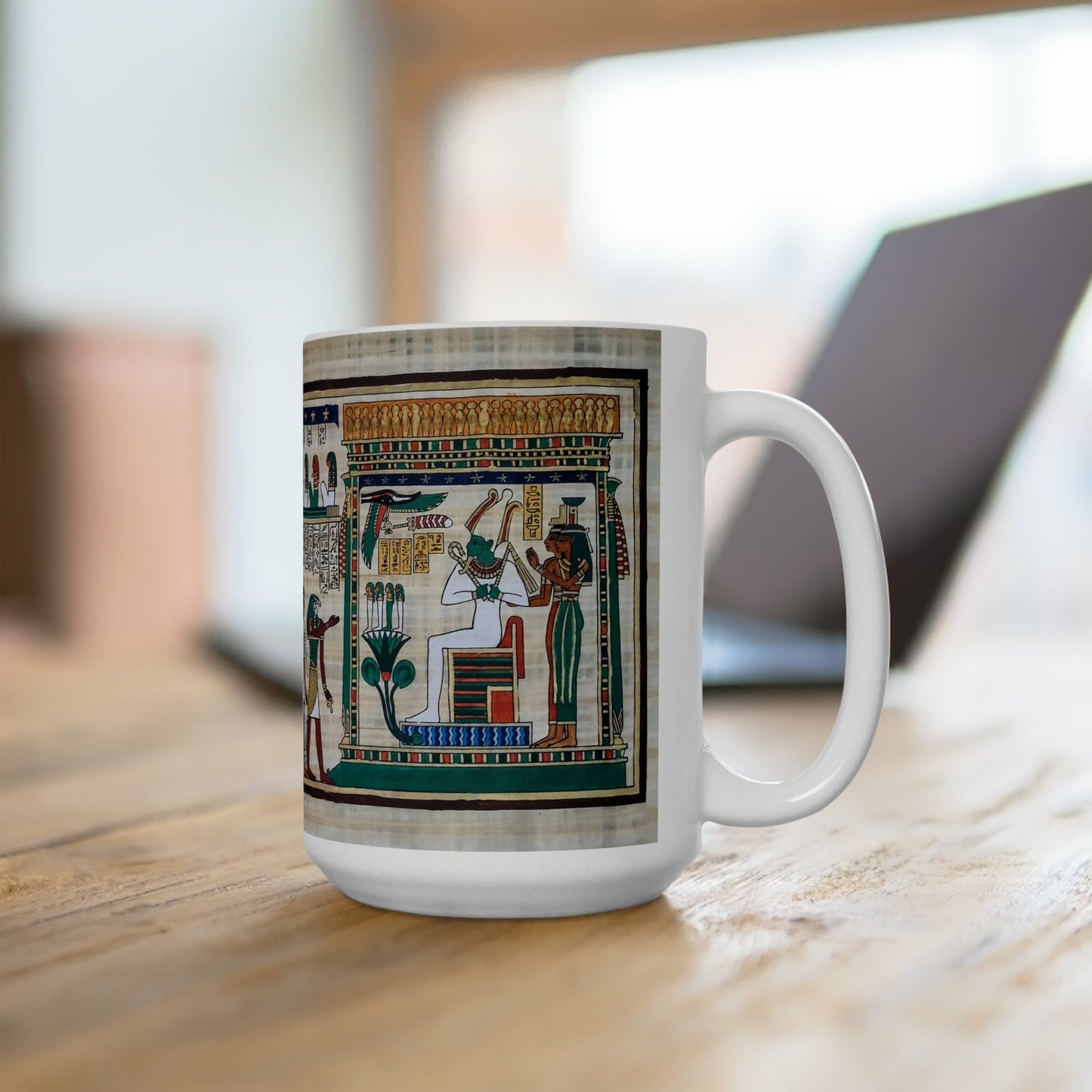 Ceramic Mug 15oz, Weighing of the Heart " Judgment by the Gods", Ancient Egypt Digital print