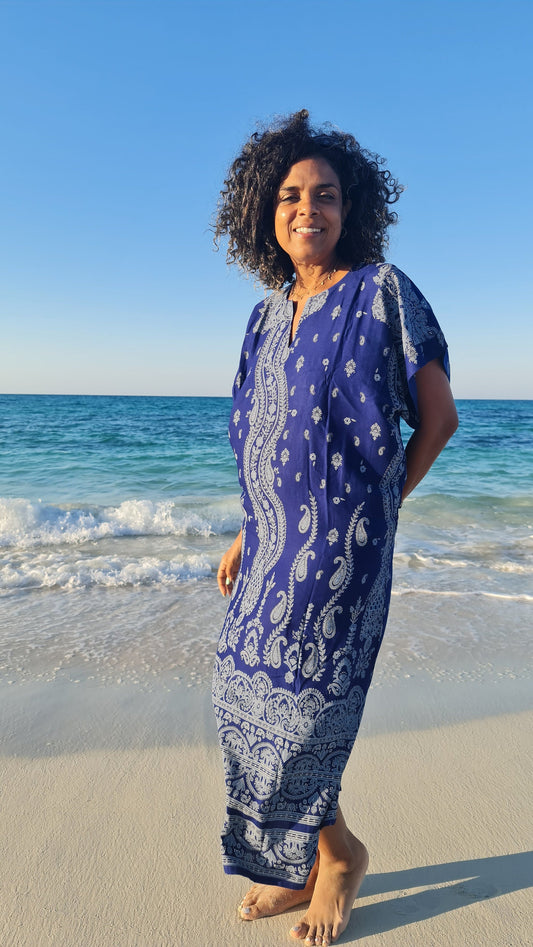 Light , Blue Summer Boho Kaftan Dress, Cotton Kaftan Dress for Women, Egypt Caftan Dress, Embroidered Boho Cotton Caftan, Gift for Her