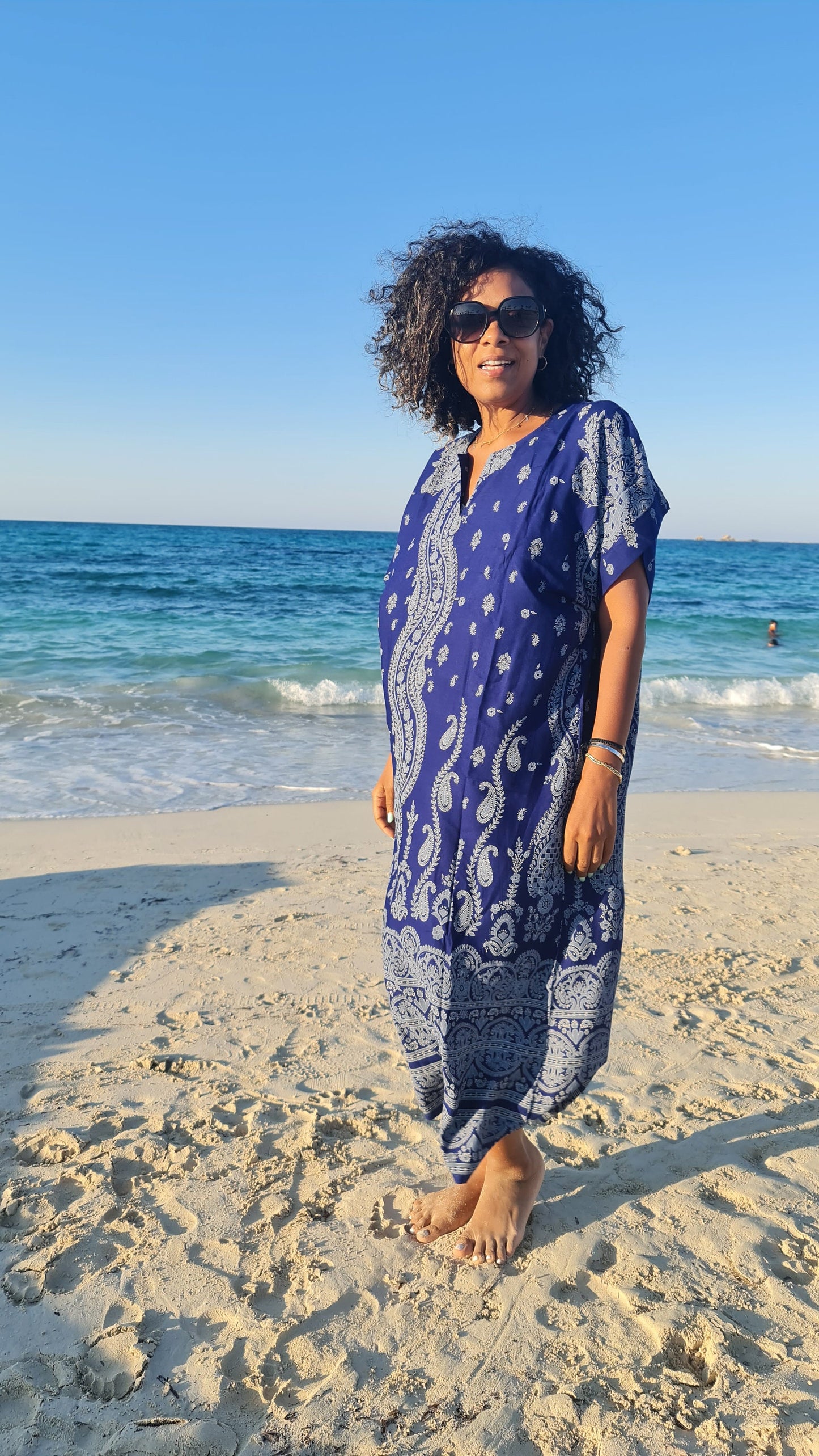 Light , Blue Summer Boho Kaftan Dress, Cotton Kaftan Dress for Women, Egypt Caftan Dress, Embroidered Boho Cotton Caftan, Gift for Her