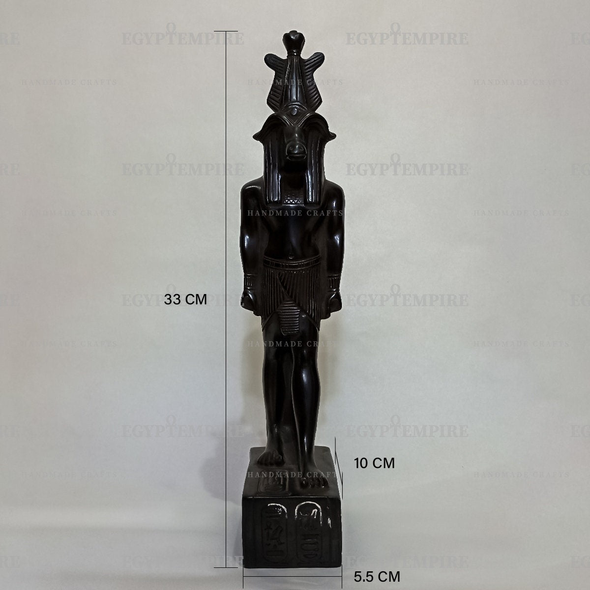 Statue of God Khnum, Ram Headed God of Fertility, 10" Egyptian Black Stone statue, Ancient Egypt vintage statue,  Khnum Home Decor Statue