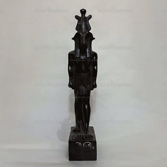 Statue of God Khnum, Ram Headed God of Fertility, 10" Egyptian Black Stone statue, Ancient Egypt vintage statue,  Khnum Home Decor Statue